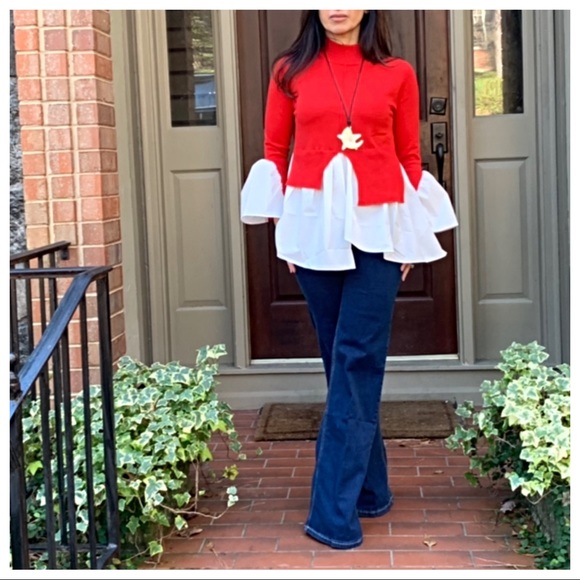 ✨LAST ONE ✨PARIS✨Red Stunning shirted sweater - Picture 4 of 8